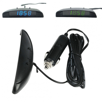 Portatīvais automobiļu digitālais LCD pulkstenis, voltmetrs un temperatūras mērinstruments (regulējams leņķis, digitālais LCD displejs)