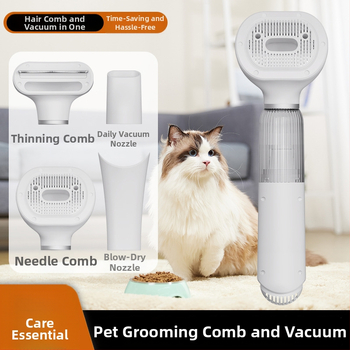 Dispozitiv de aspirare a părului pentru îngrijirea animalelor de companie – corp ABS, pieptene rotund, potrivit pentru pisici cu blană lungă