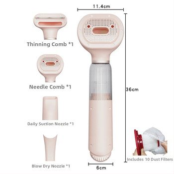 Dispozitiv de aspirare a părului pentru îngrijirea animalelor de companie – corp ABS, pieptene rotund, potrivit pentru pisici cu blană lungă