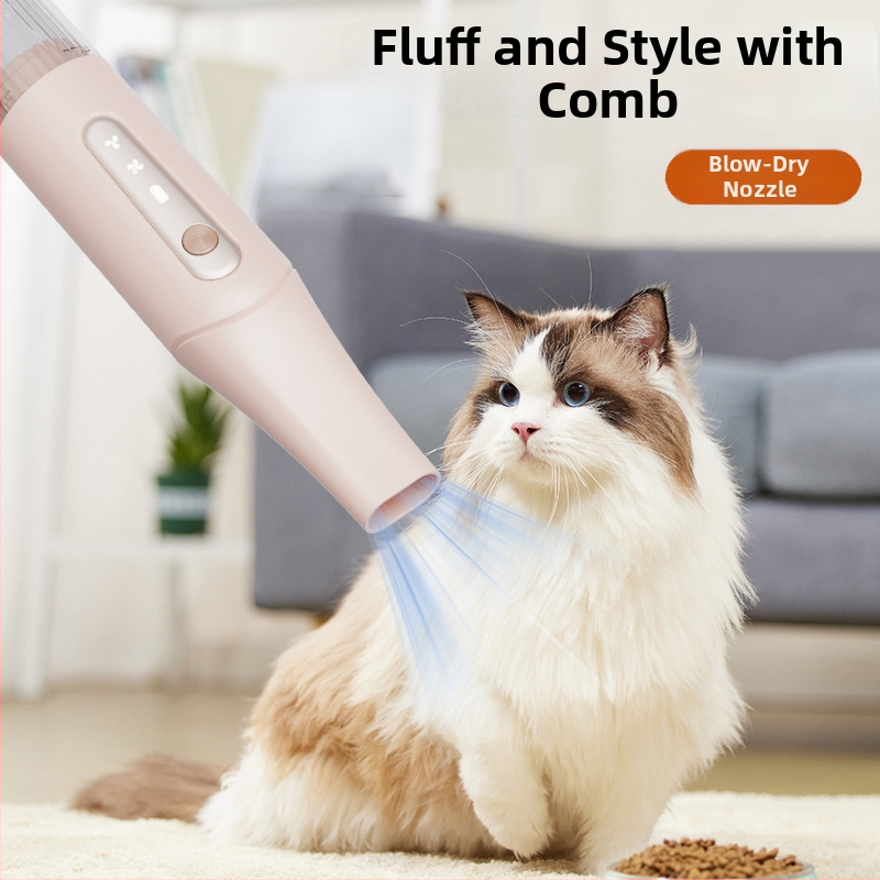 Dispozitiv de aspirare a părului pentru îngrijirea animalelor de companie – corp ABS, pieptene rotund, potrivit pentru pisici cu blană lungă