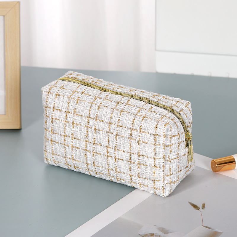 Βελούδινο τσαντάκι μακιγιάζ με επένδυση από πολυεστέρα, μονόχρωμο σχέδιο, κατάλληλο για άνδρες και γυναίκες