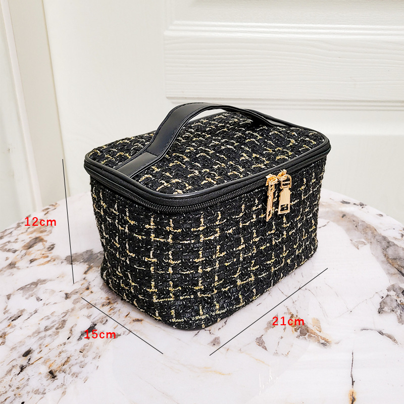 Βελούδινο τσαντάκι μακιγιάζ με επένδυση από πολυεστέρα, μονόχρωμο σχέδιο, κατάλληλο για άνδρες και γυναίκες