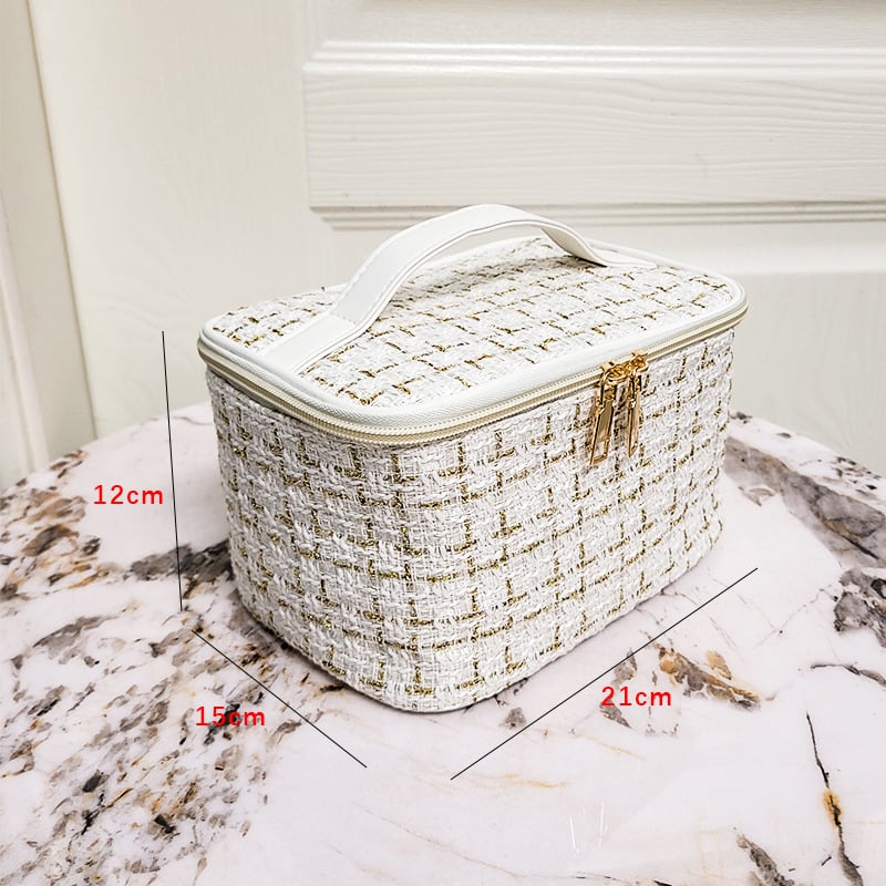 Βελούδινο τσαντάκι μακιγιάζ με επένδυση από πολυεστέρα, μονόχρωμο σχέδιο, κατάλληλο για άνδρες και γυναίκες