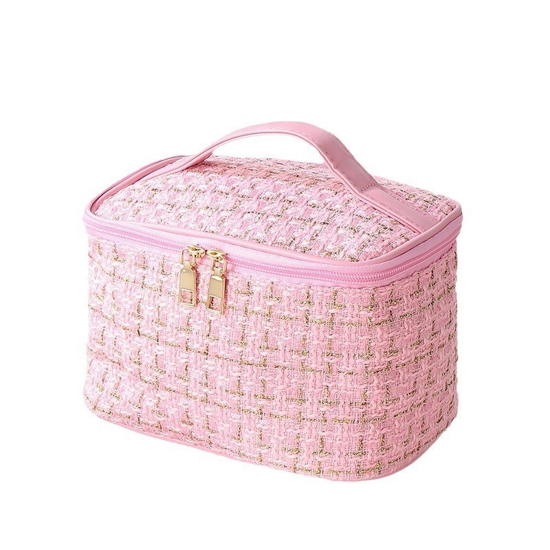 Βελούδινο τσαντάκι μακιγιάζ με επένδυση από πολυεστέρα, μονόχρωμο σχέδιο, κατάλληλο για άνδρες και γυναίκες