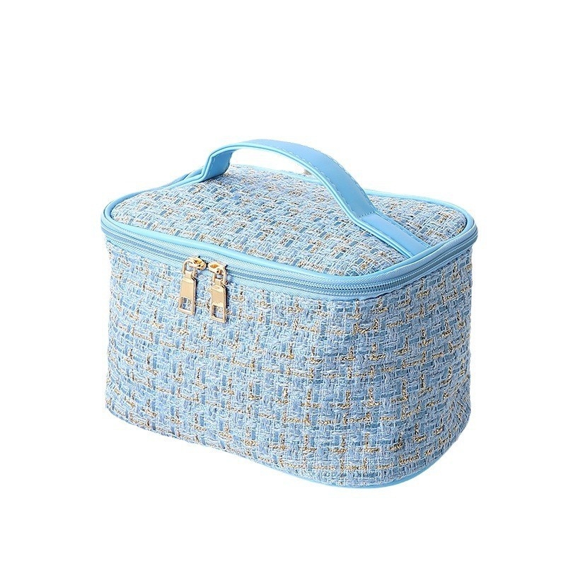 Βελούδινο τσαντάκι μακιγιάζ με επένδυση από πολυεστέρα, μονόχρωμο σχέδιο, κατάλληλο για άνδρες και γυναίκες