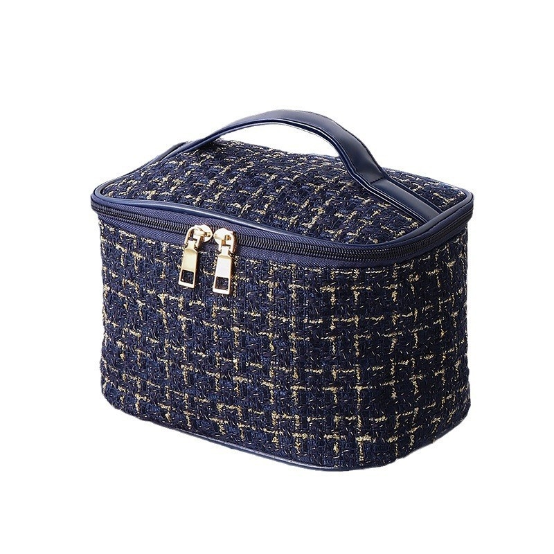 Βελούδινο τσαντάκι μακιγιάζ με επένδυση από πολυεστέρα, μονόχρωμο σχέδιο, κατάλληλο για άνδρες και γυναίκες