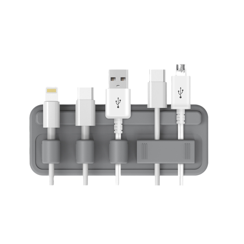 Apple-kompatibilni magnetski silikon kabelski organizator i stolni upravitelj kablova (CYW16) - magnetsko privlačenje, silikon, baza s pet klipsa