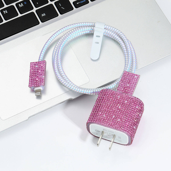 TPU zaštitni set za Apple 20W punjač i kabel za podatke duljine 1,4 m – klipse za kabel, zaštitne kapice za punjač i kopča za pohranu