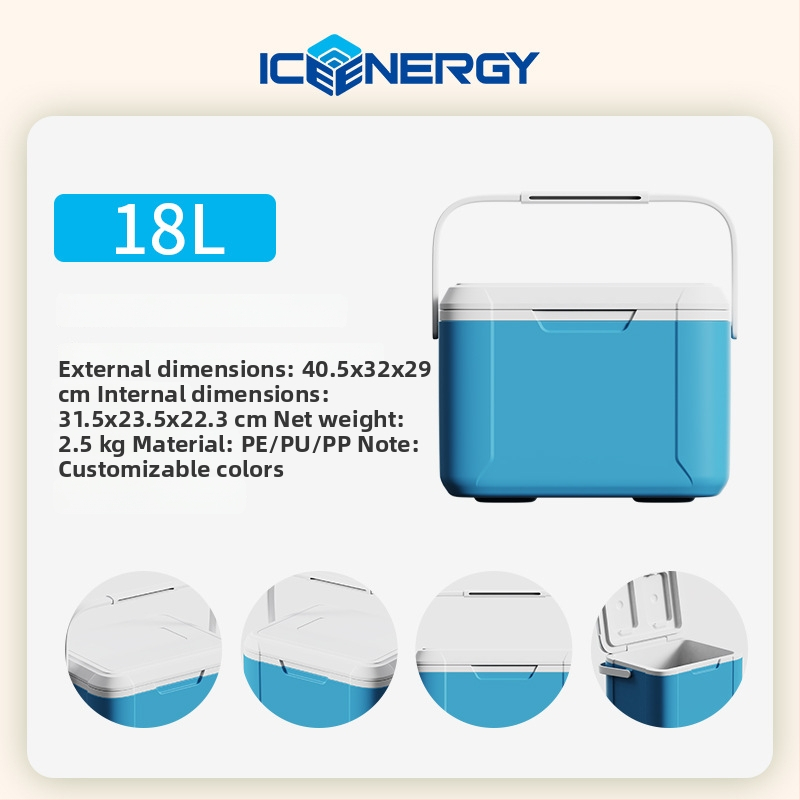 Ice Energy Pārvadājamā izolētā ledus uzglabāšanas kaste 18L ar PU putu izolāciju