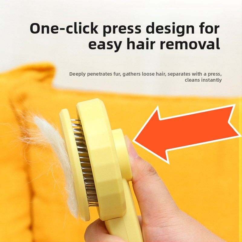 Hrebeň na starostlivosť o domáce zvieratá pre mačky a psy — rozpletanie uzlov, ihlový hrebeň, odstraňovanie voľných chlpov; ABS + nerezová oceľ; model PC001; Beach