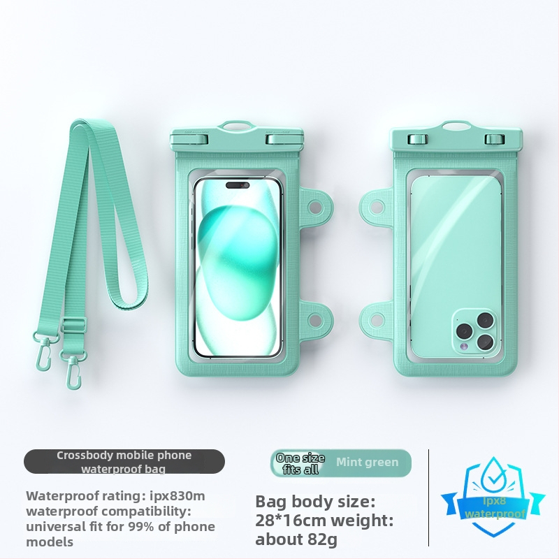 Презрамков водоустойчив калъф за телефон IPX8, PVC материал, сензорен екран, за водни приключения на открито