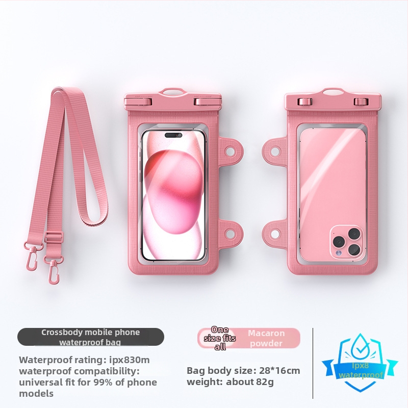 Презрамков водоустойчив калъф за телефон IPX8, PVC материал, сензорен екран, за водни приключения на открито