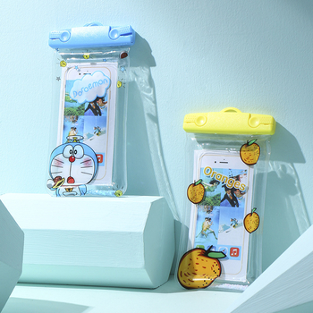 Водоустойчива чанта за мобилен телефон с плаваща надуваема функция – карикатурен прозрачен калъф, флорална шарка, PVC материал