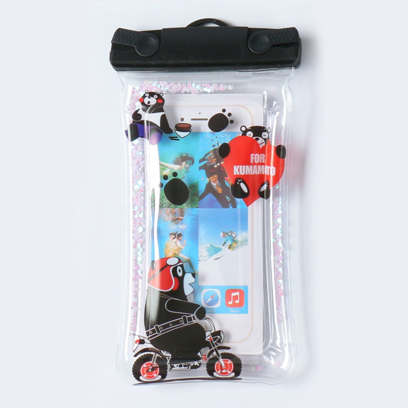 Водоустойчива чанта за мобилен телефон с плаваща надуваема функция – карикатурен прозрачен калъф, флорална шарка, PVC материал