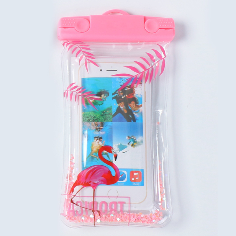 Водоустойчива чанта за мобилен телефон с плаваща надуваема функция – карикатурен прозрачен калъф, флорална шарка, PVC материал