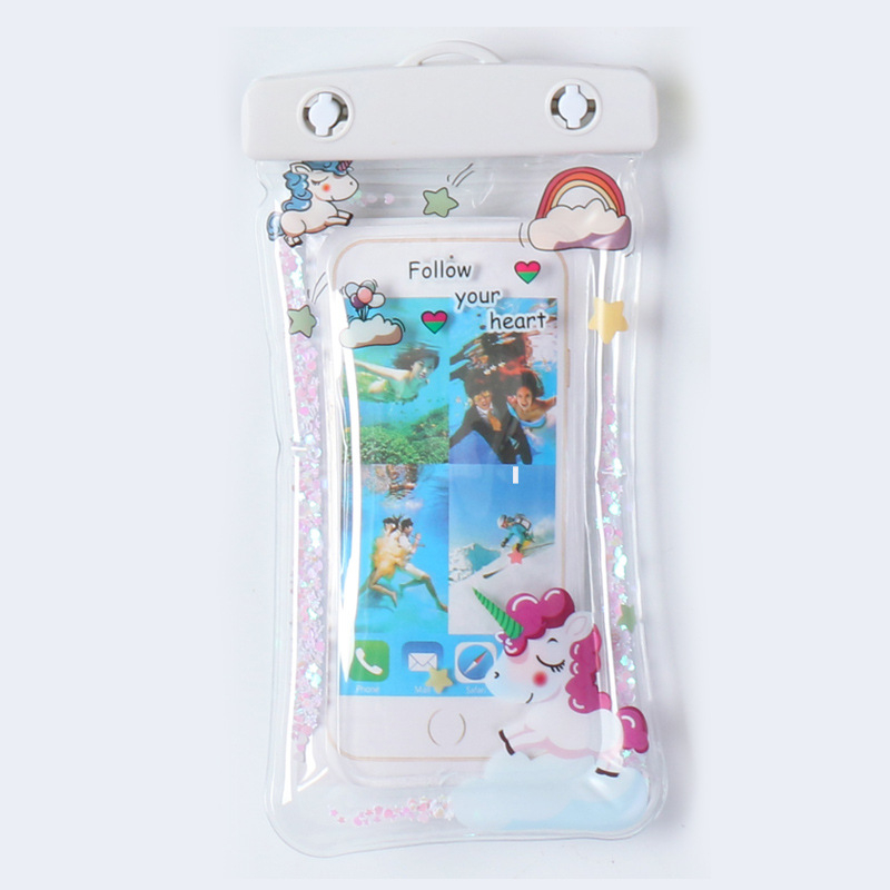 Водоустойчива чанта за мобилен телефон с плаваща надуваема функция – карикатурен прозрачен калъф, флорална шарка, PVC материал
