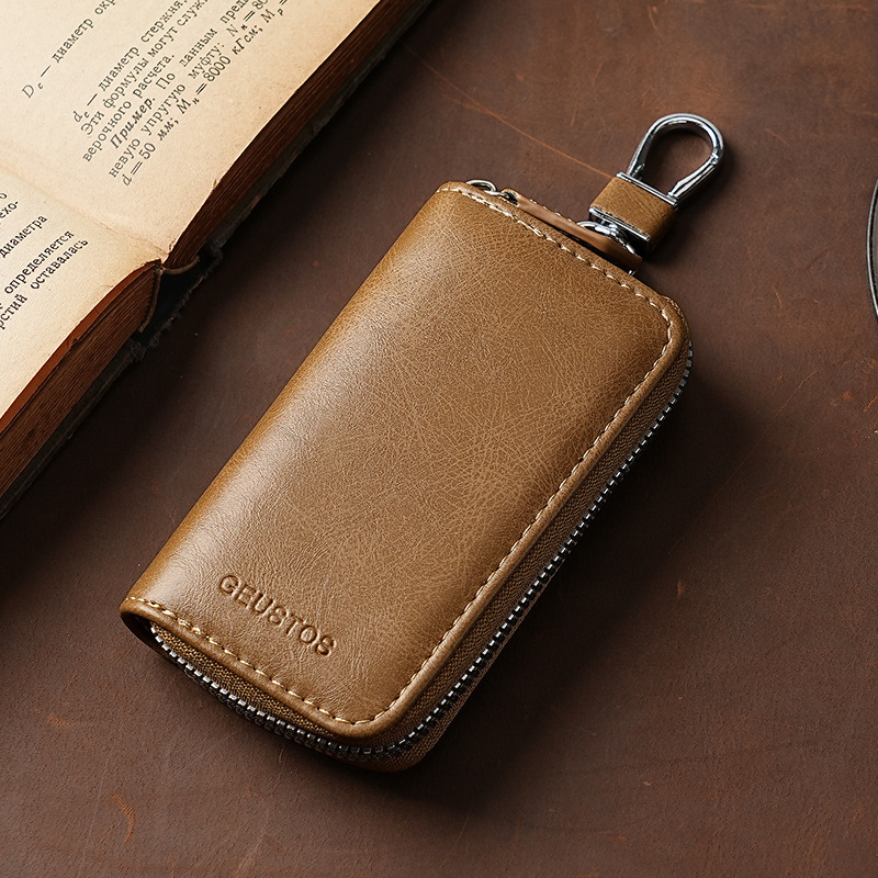 Unisex PU τσάντα κλειδιών με μεγάλο χώρο, φερμουάρ, πολυλειτουργική αποθήκευση κλειδιών αυτοκινήτου