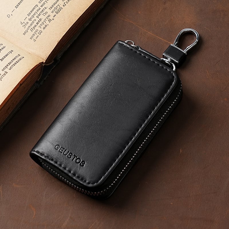 Unisex PU τσάντα κλειδιών με μεγάλο χώρο, φερμουάρ, πολυλειτουργική αποθήκευση κλειδιών αυτοκινήτου