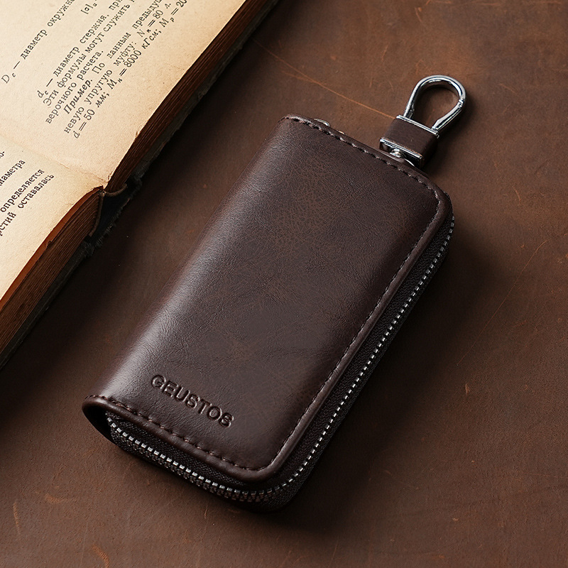 Unisex PU τσάντα κλειδιών με μεγάλο χώρο, φερμουάρ, πολυλειτουργική αποθήκευση κλειδιών αυτοκινήτου