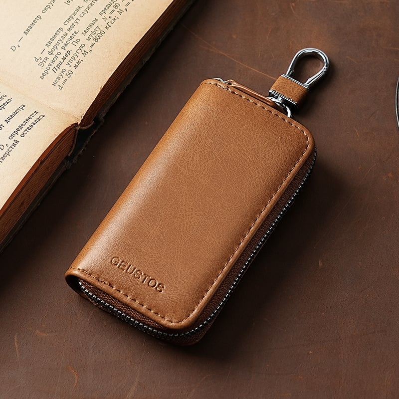 Unisex PU τσάντα κλειδιών με μεγάλο χώρο, φερμουάρ, πολυλειτουργική αποθήκευση κλειδιών αυτοκινήτου