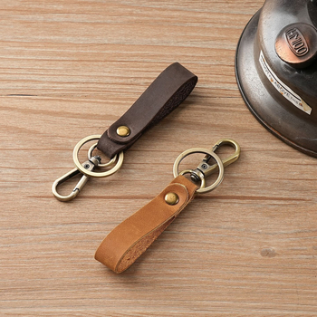 Taštička na kľúče z pravej kože, prvá vrstva hovädzej kože, retro štýl
