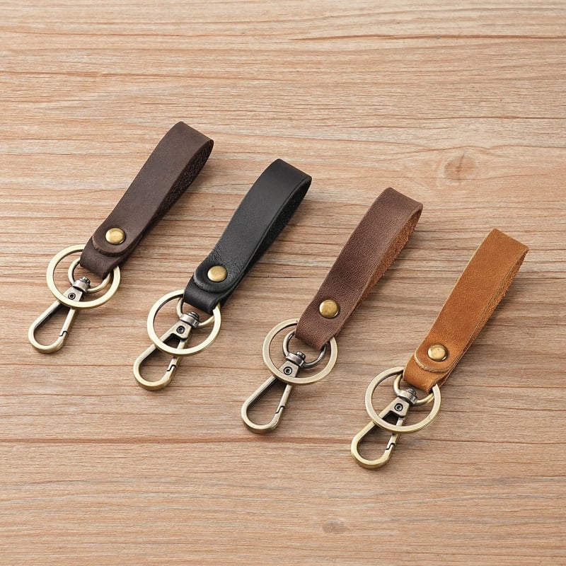 Taštička na kľúče z pravej kože, prvá vrstva hovädzej kože, retro štýl