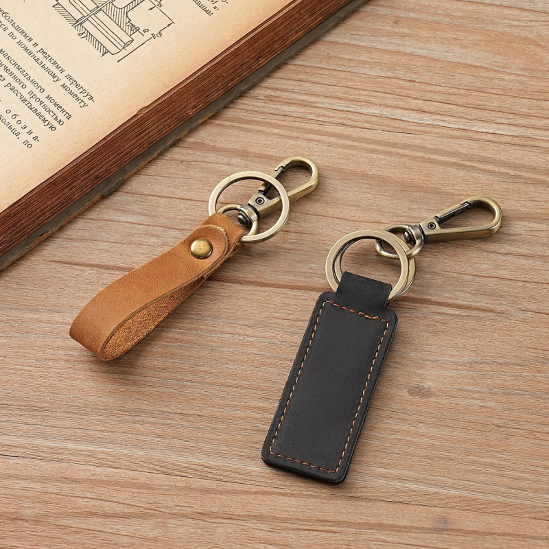Taštička na kľúče z pravej kože, prvá vrstva hovädzej kože, retro štýl