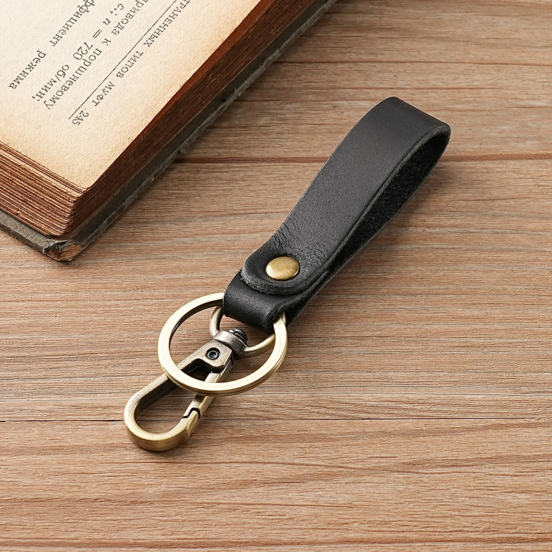 Taštička na kľúče z pravej kože, prvá vrstva hovädzej kože, retro štýl