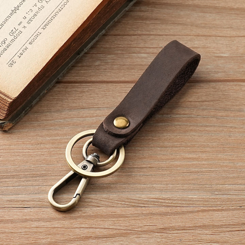 Taštička na kľúče z pravej kože, prvá vrstva hovädzej kože, retro štýl
