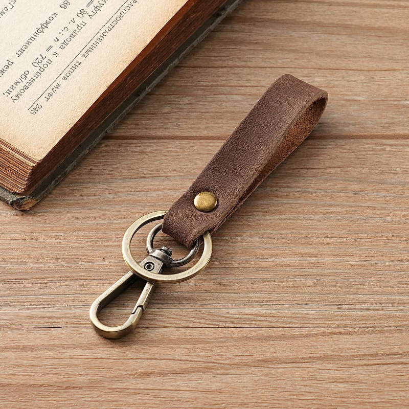 Taštička na kľúče z pravej kože, prvá vrstva hovädzej kože, retro štýl