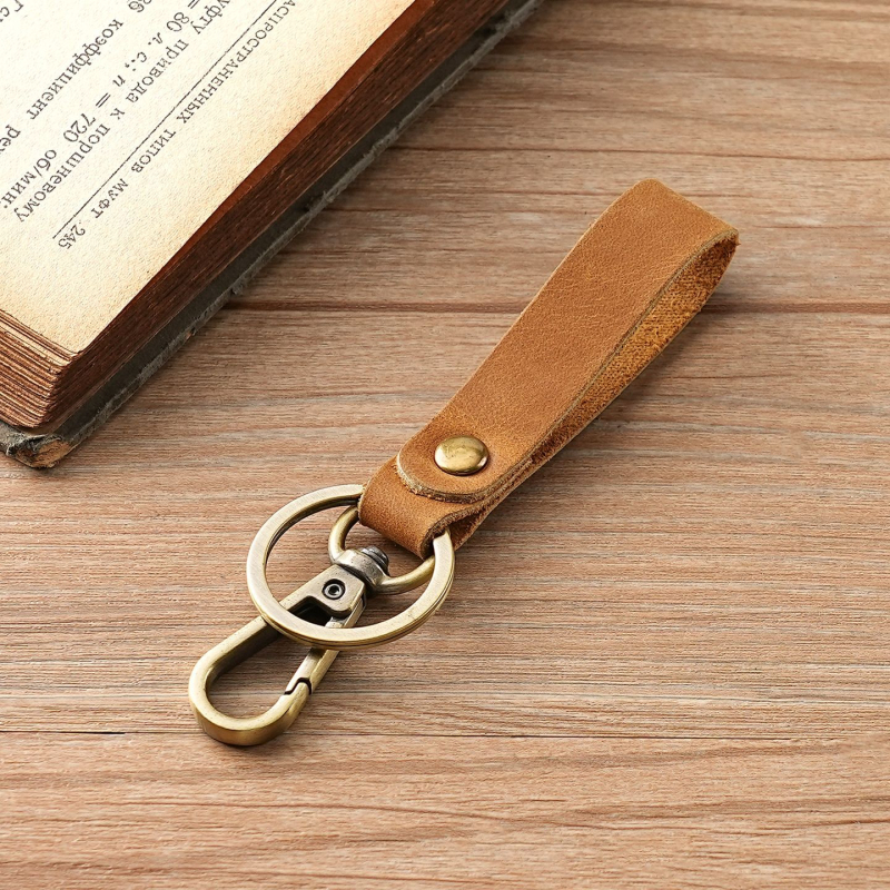 Taštička na kľúče z pravej kože, prvá vrstva hovädzej kože, retro štýl