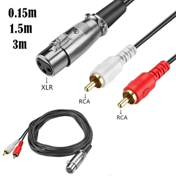 Cablu adaptor: 2 RCA la XLR (masculin/feminin); nucleu CCA; conductoare din cupru — Cute Way YR-L-41-150