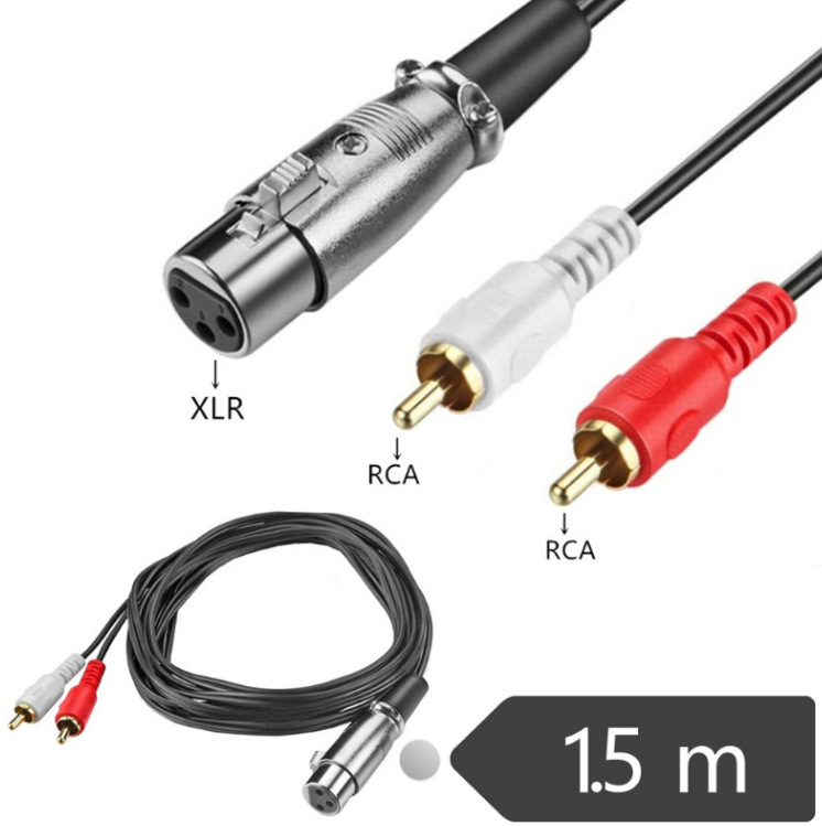 Cablu adaptor: 2 RCA la XLR (masculin/feminin); nucleu CCA; conductoare din cupru — Cute Way YR-L-41-150