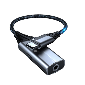 Boyi Adaptor audio Type-C 2-in-1 cu încărcare rapidă, jack 3,5 mm, placat cu aur, 60W, compatibil cu iPad Pro, Huawei, Xiaomi, Samsung, Google, Meizu