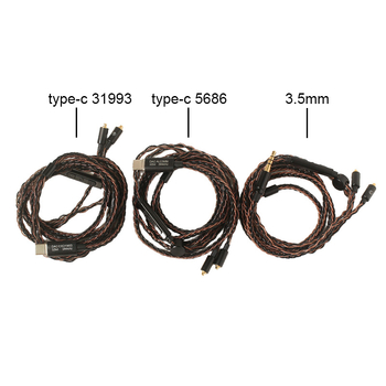 8-žilni MMCX kabel za slušalice s mikrofonom, regulacija glasnoće, DIY kabel za nadogradnju slušalica, 3,5 mm / Type-C priključci