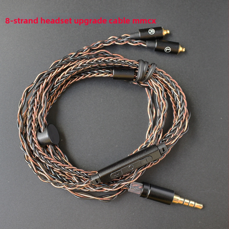 8-väzový MMCX kábel pre slúchadlá s mikrofónom, nastaviteľná hlasitosť, DIY upgrade kábel, 3,5 mm / Type-C konektory