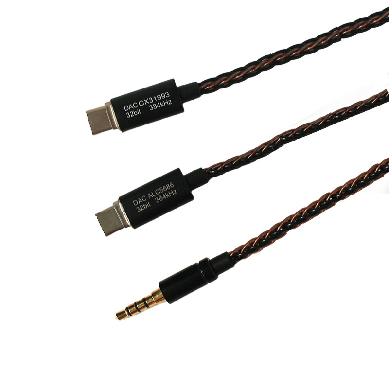 8-žilni MMCX kabel za slušalice s mikrofonom, regulacija glasnoće, DIY kabel za nadogradnju slušalica, 3,5 mm / Type-C priključci