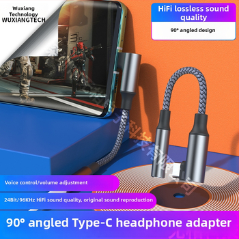 Uholový Type-C adaptér pre slúchadká, 3,5 mm audio a nabíjanie, 2 v 1 konvertor zvuku