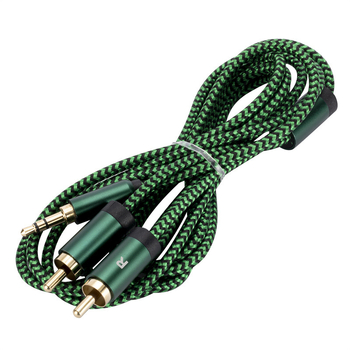Audio kabel 3,5 mm na 2x RCA, za pojačalo i zvučnike, s pozlaćenim bakrenim vodičima