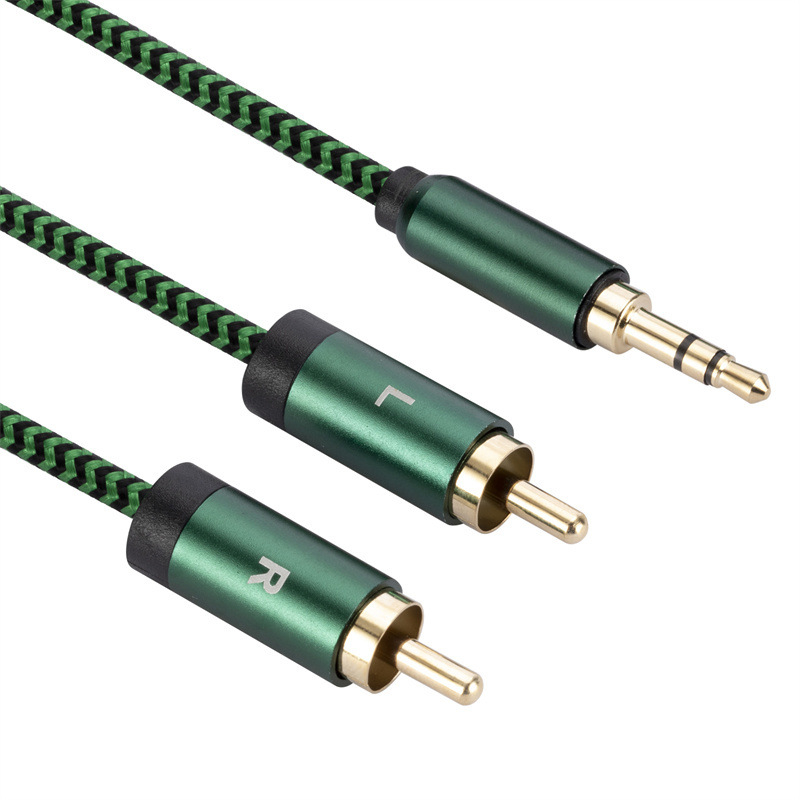Audio kabel 3,5 mm na 2x RCA, za pojačalo i zvučnike, s pozlaćenim bakrenim vodičima