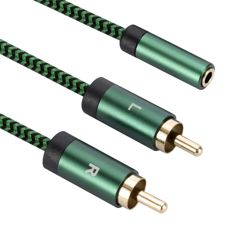 Audio kabel 3,5 mm na 2x RCA, za pojačalo i zvučnike, s pozlaćenim bakrenim vodičima