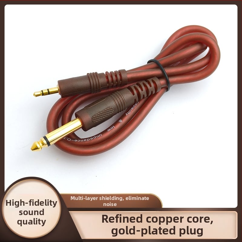 Cablul audio 6.35 mm la 3.5 mm, mufă bărbat-bărbat, cu contacte placate cu aur, conductori din cupru OFC, pentru mixer/amplificator și audio auto