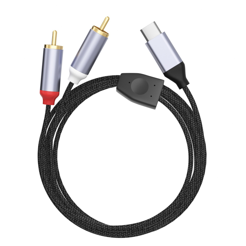 Type-C audio kabel za dvostruki RCA, 3,5 mm na dva RCA, bakreno srce, kućište od aluminijske legure, CE/FCC/ROHS, model HZ-SD-046