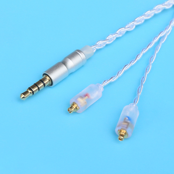 Cablu audio MMCX, împletit cu patru fire, nucleu din cupru placat cu argint, microfon, conector 3,5 mm