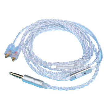 Cablu audio MMCX, împletit cu patru fire, nucleu din cupru placat cu argint, microfon, conector 3,5 mm