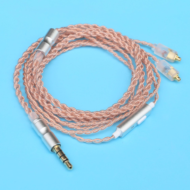 Cablu audio MMCX, împletit cu patru fire, nucleu din cupru placat cu argint, microfon, conector 3,5 mm