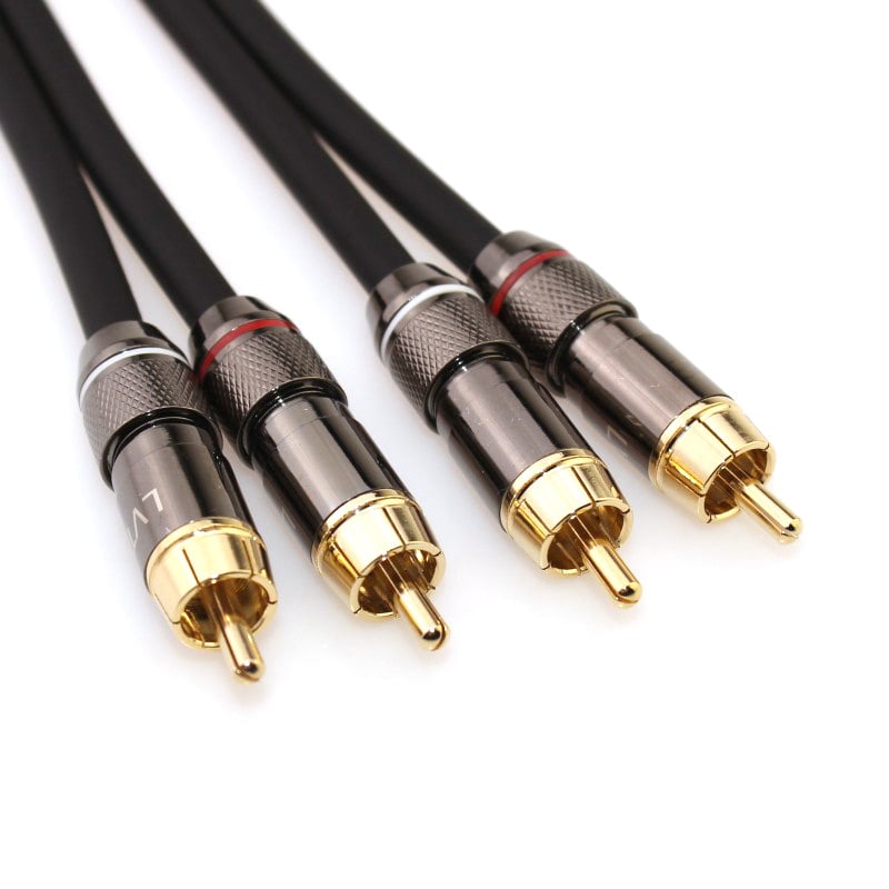 Kábel pre audio líniu so 2RCA konektormi, dvojitými Lotus hlavami, pozláteným povrchom a meďovým jadrom