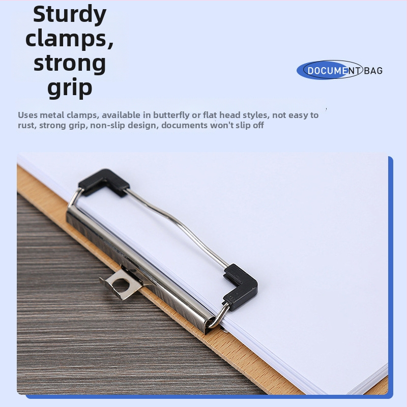 Drevený klipboard na dokumenty a testovacie papiere – materiál: drevo; typ: jednotný upínací klip; hrúbka platne: 180; veľkosť upnutia: 10 cm; vhodné formáty papiera: A4/A5