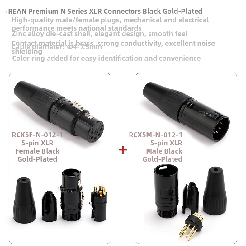 REAN DMX512 XLR kábel, z 5-pin na 3-pin, samec na samicu, pre osvetlenie pódia