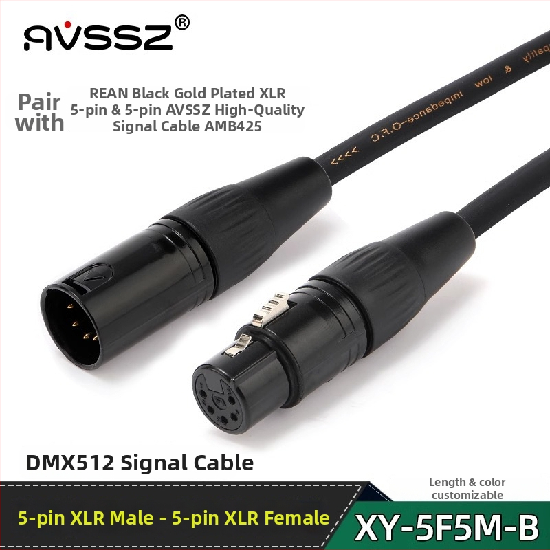 REAN DMX512 XLR kábel, z 5-pin na 3-pin, samec na samicu, pre osvetlenie pódia